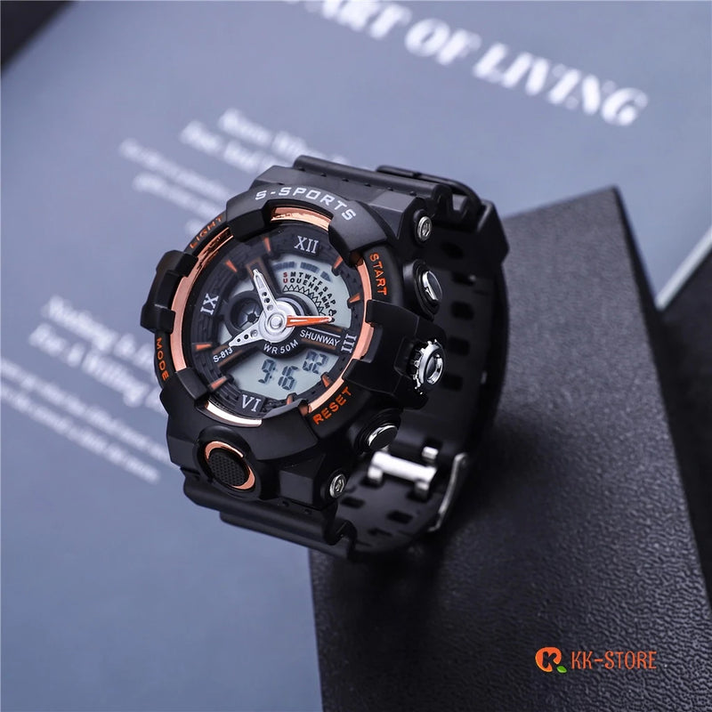 Relógios relogio masculino a prova d água de silicone masculinos luxo digital esportivas cronômetro S-813