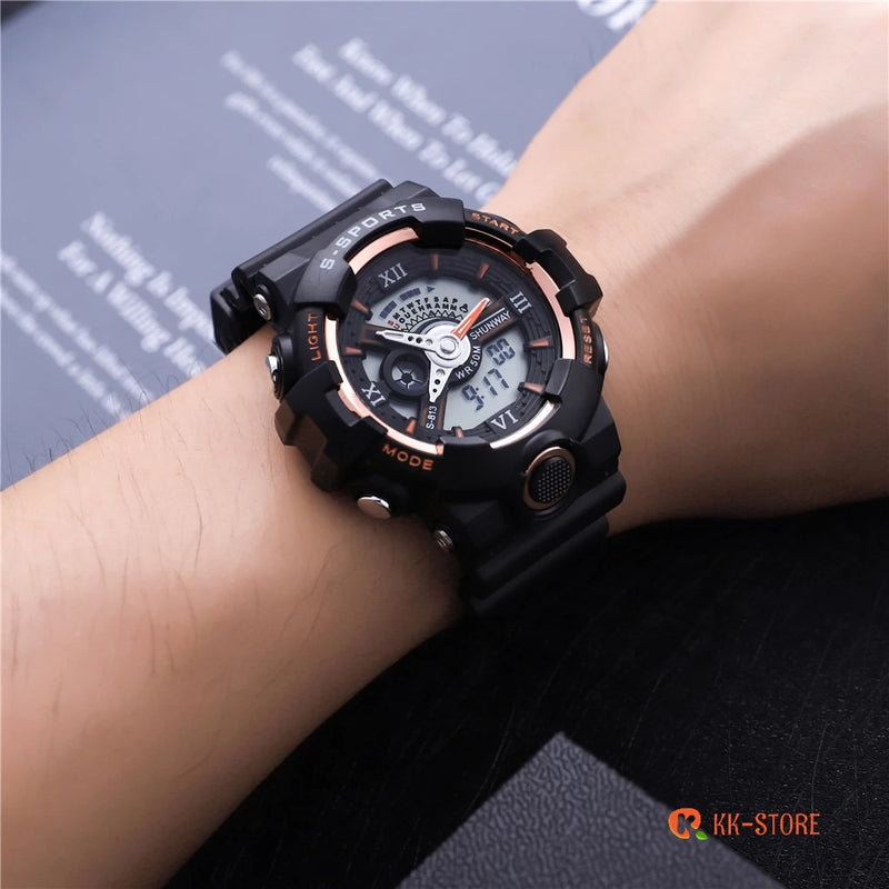 Relógios relogio masculino a prova d água de silicone masculinos luxo digital esportivas cronômetro S-813