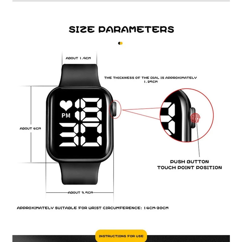 Relógio Feminino LED quadrado à prova d'água digital masculino Esportes