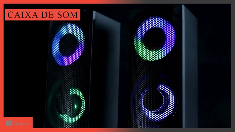 Caixa de Som SoundBar Pc Gamer Subwoofer P2 Led Rgb Pc Notebook Celular Tablet
