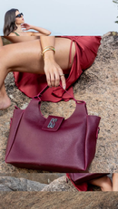 Bolsa Feminina Seraphine Linha Premium,Grande,Imitando Couro,Lapela GS Grafite,Cor Sólida e Viva,Forro Cetim.Gaby Show