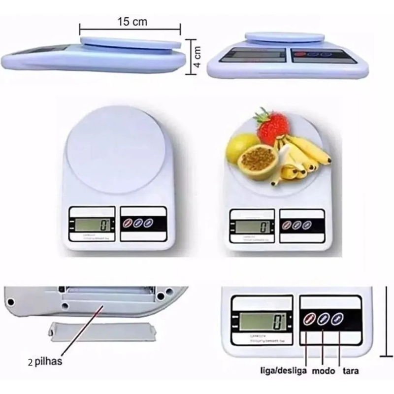 Balança Digital de Cozinha de Precisão 1g a 10Kg SF400 - Nutrição e Dieta