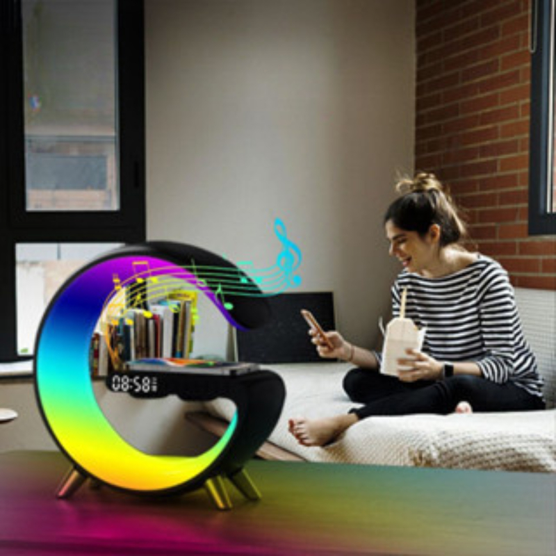 G-Speaker Smart Station Mini - Luminária Bluetooth Inteligente Carregador Sem Fio Alarme Luz RGB
