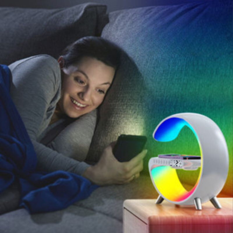 G-Speaker Smart Station Mini - Luminária Bluetooth Inteligente Carregador Sem Fio Alarme Luz RGB