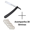Kit Navalha + 30 Lâminas Profissional Barbeiro Aço Inox