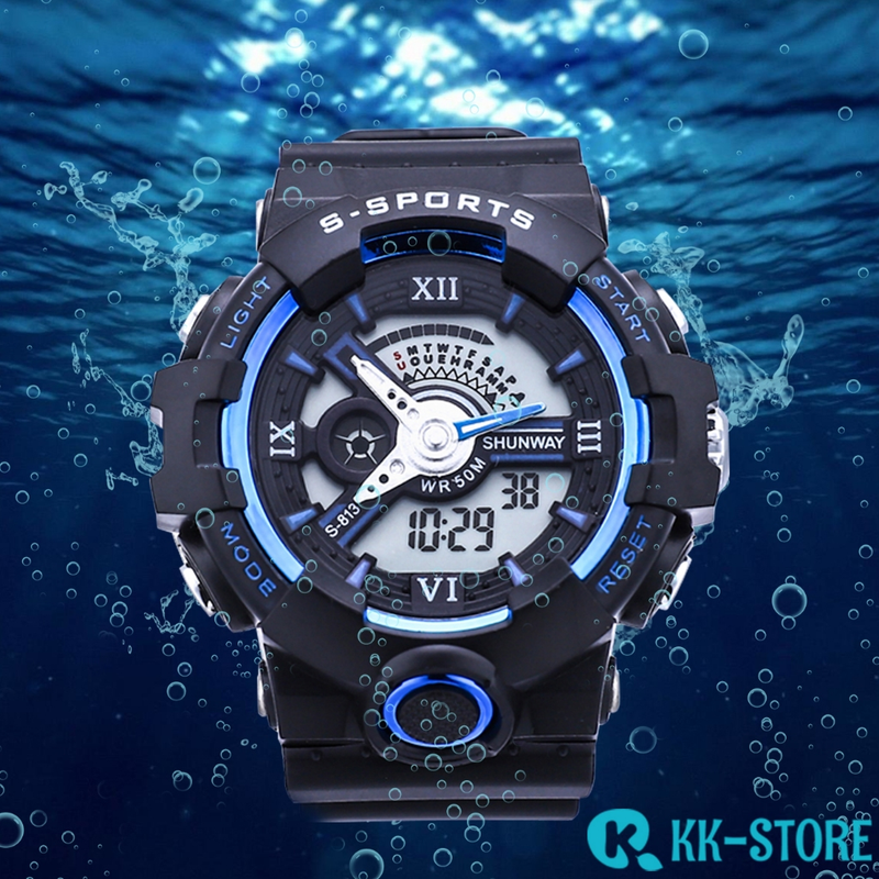 Relógios relogio masculino a prova d água de silicone masculinos luxo digital esportivas cronômetro S-813