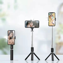 Bastão Pau de selfie Tripé Retrátil Com Luz LED Controle Bluetooth Celular