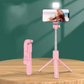 Bastão de selfie Tripé Retrátil Com Luz LED
