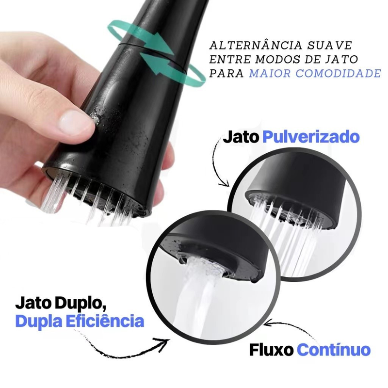 torneira cozinha parede preta flexível Duplo Jato Cone 1/4 de Volta