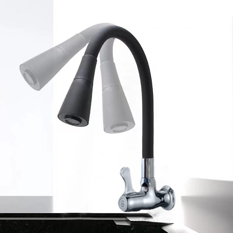 torneira cozinha parede preta flexível Duplo Jato Cone 1/4 de Volta