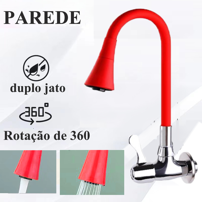 torneira cozinha parede preta flexível Duplo Jato Cone 1/4 de Volta