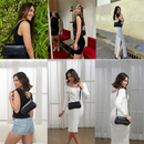 Bolsa de Ombro Feminina com Alça Ajustável, Bolsa Feminina Elegante com Couro Preto, Bolsa Transversal Tiracolo Presente