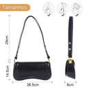 Bolsa de Ombro Feminina com Alça Ajustável, Bolsa Feminina Elegante com Couro Preto, Bolsa Transversal Tiracolo Presente