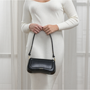 Bolsa de Ombro Feminina com Alça Ajustável, Bolsa Feminina Elegante com Couro Preto, Bolsa Transversal Tiracolo Presente