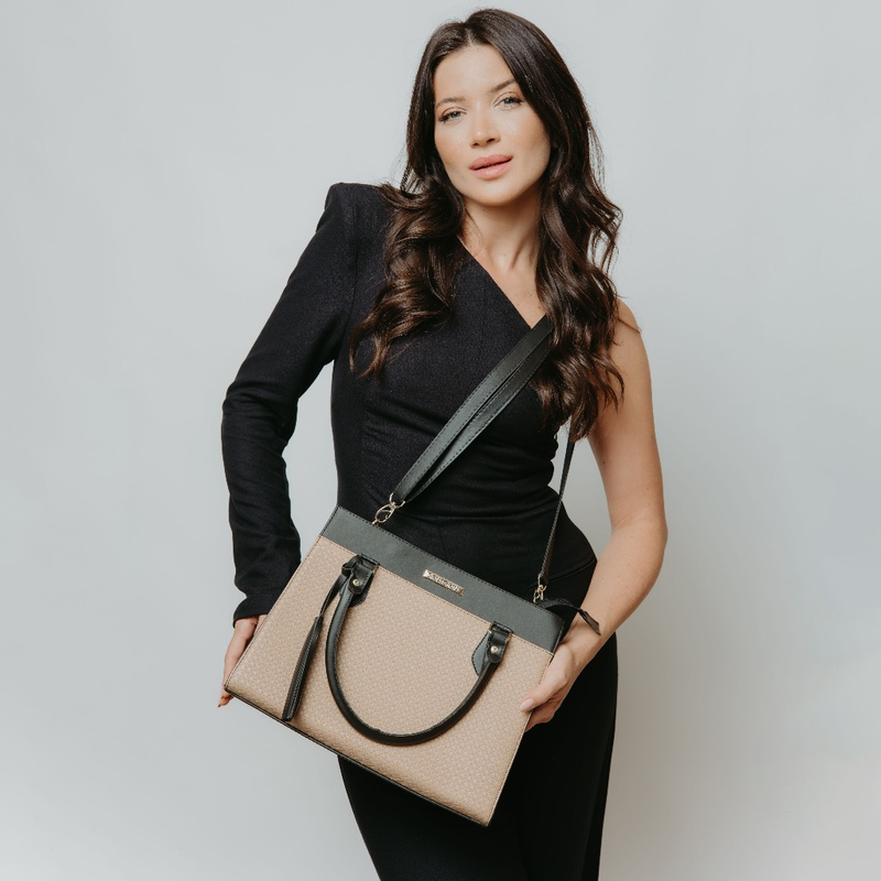 Bolsa Feminina Santorini Handbag com Alça transversal removível para ombro.