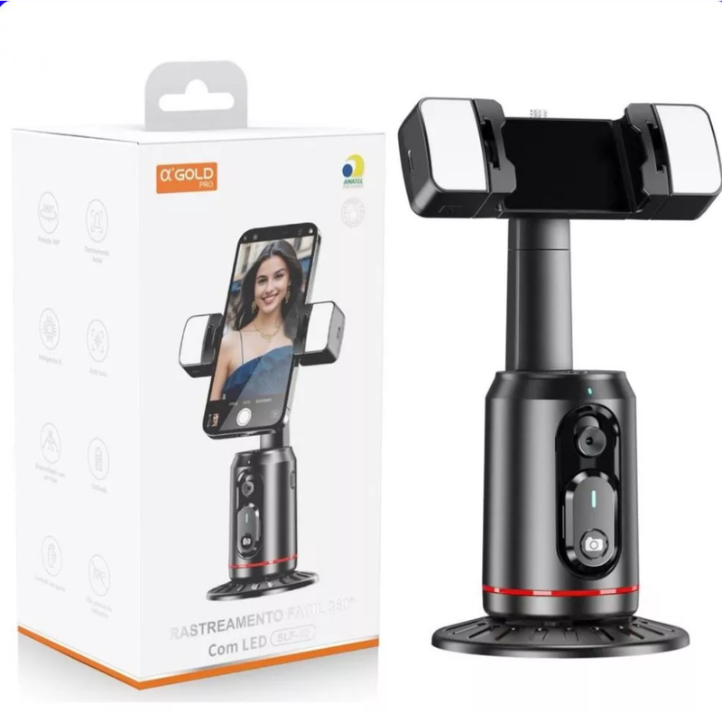 A'gold Suporte Gimbal De Mesa Celular Rastreio de Rosto com Luz Led Controle Bluetooth