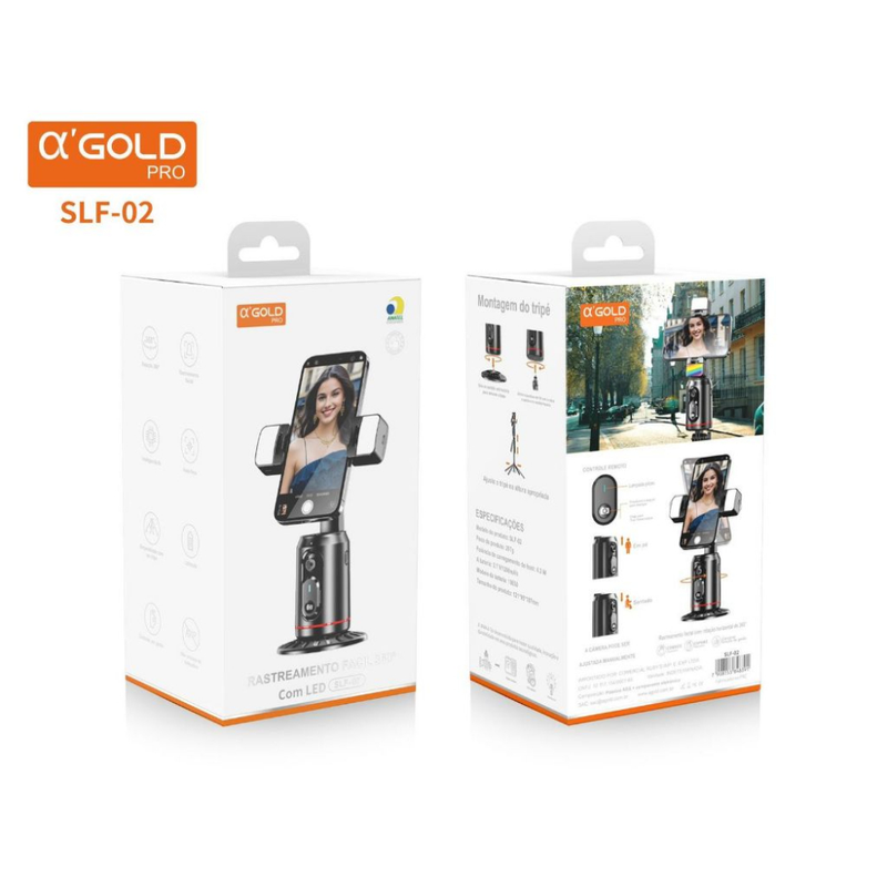 A'gold Suporte Gimbal De Mesa Celular Rastreio de Rosto com Luz Led Controle Bluetooth