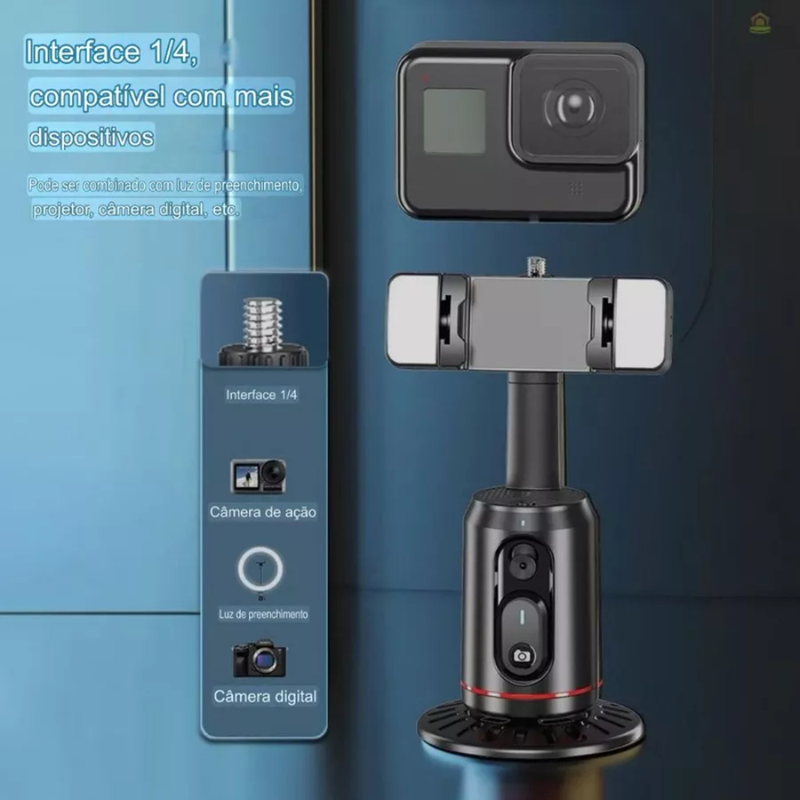 A'gold Suporte Gimbal De Mesa Celular Rastreio de Rosto com Luz Led Controle Bluetooth