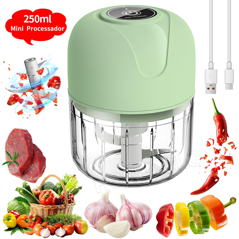 KIT1~KIT4 250ml Mini Processador Elétrico de Alimentos Portátil Carne Vegetais Recarregável USB Bivolt