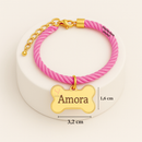 Coleira Rosa de Cachorro com Pingente Nome e Numero Personalizado B4