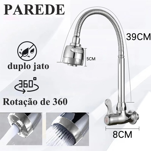 torneira cozinha parede preta flexível Duplo Jato Cone 1/4 de Volta