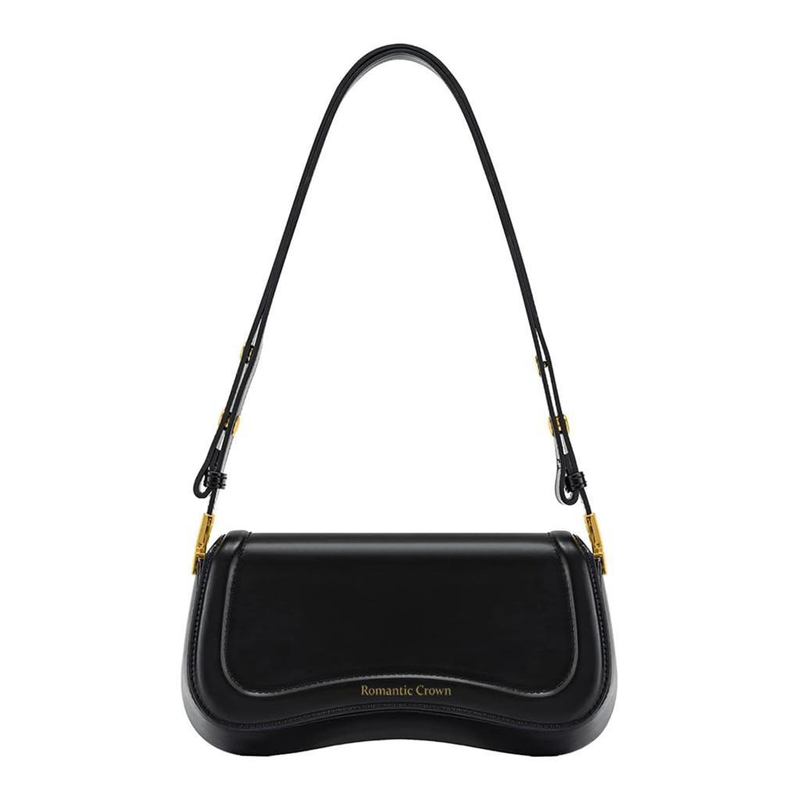 Bolsa de Ombro Feminina com Alça Ajustável, Bolsa Feminina Elegante com Couro Preto, Bolsa Transversal Tiracolo Presente