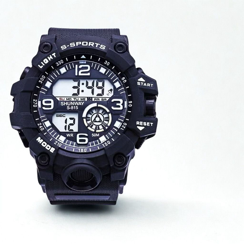 Relógio Masculino Digital Esportivo Cronômetro Militar – Esportivo, LED e Super Resistente!