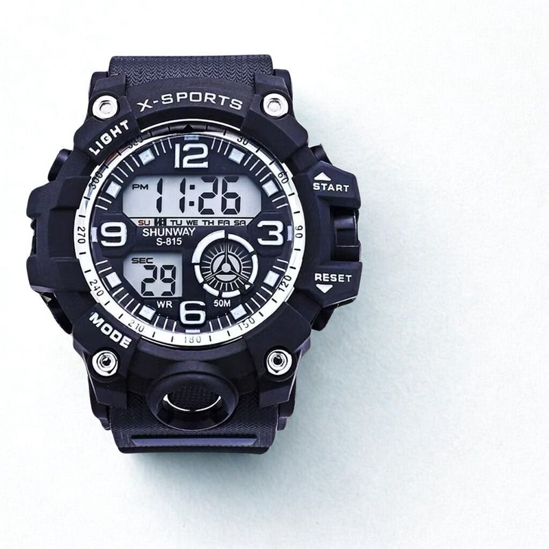 Relógio Masculino Digital Esportivo Cronômetro Militar – Esportivo, LED e Super Resistente!