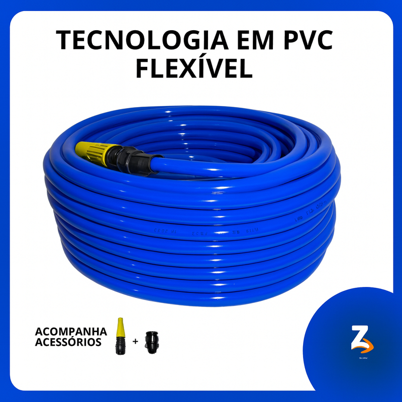 Mangueira de Jardim 50 Metros Reforçada Lisa Flexivel Mangueiras Para Quintal Borracha Azul