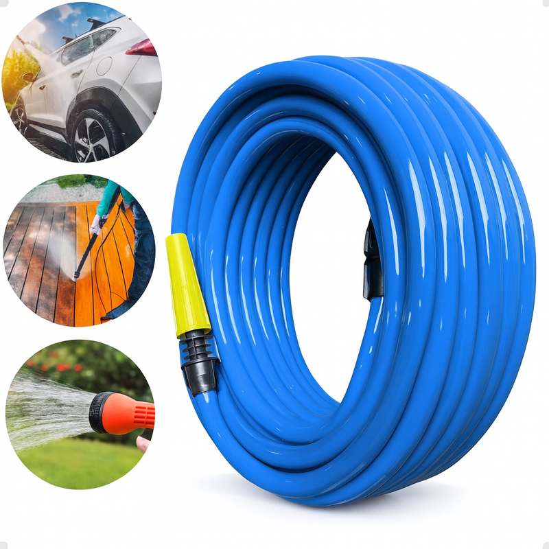 Mangueira de Jardim 50 Metros Reforçada Lisa Flexivel Mangueiras Para Quintal Borracha Azul