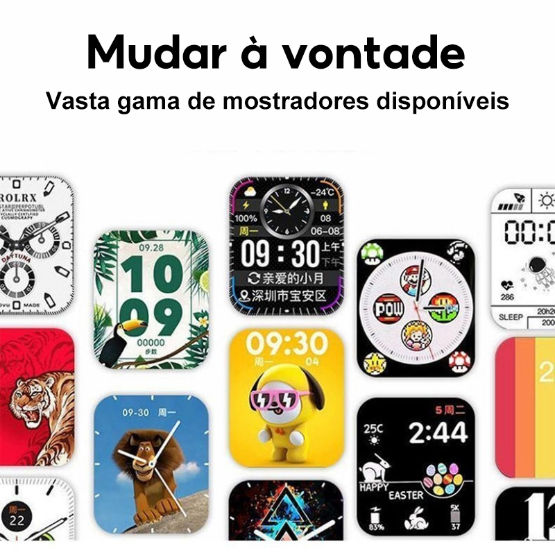 Smartwatch Relógio Inteligente Tela Cheia Toque Fitness Rastreador IP7 Suporte À Prova D'água Dados GPS