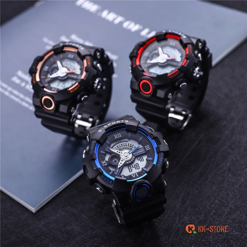 Relógios relogio masculino a prova d água de silicone masculinos luxo digital esportivas cronômetro S-813