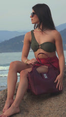 Bolsa Feminina Seraphine Linha Premium, Grande de Couro, Forro de Cetim