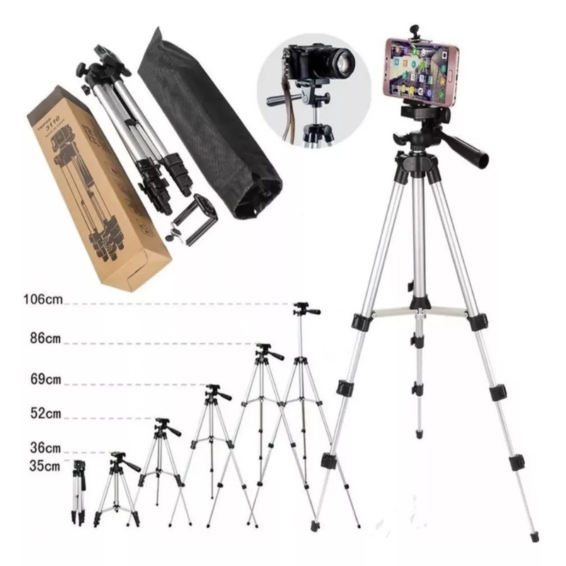 Tripé Universal Com Nível Câmeras Celulares 1,02m Pronto Entrega