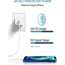 Kit Carregador De iPhone Fonte com Cabo Carregamento Rápido 1m PD 20w