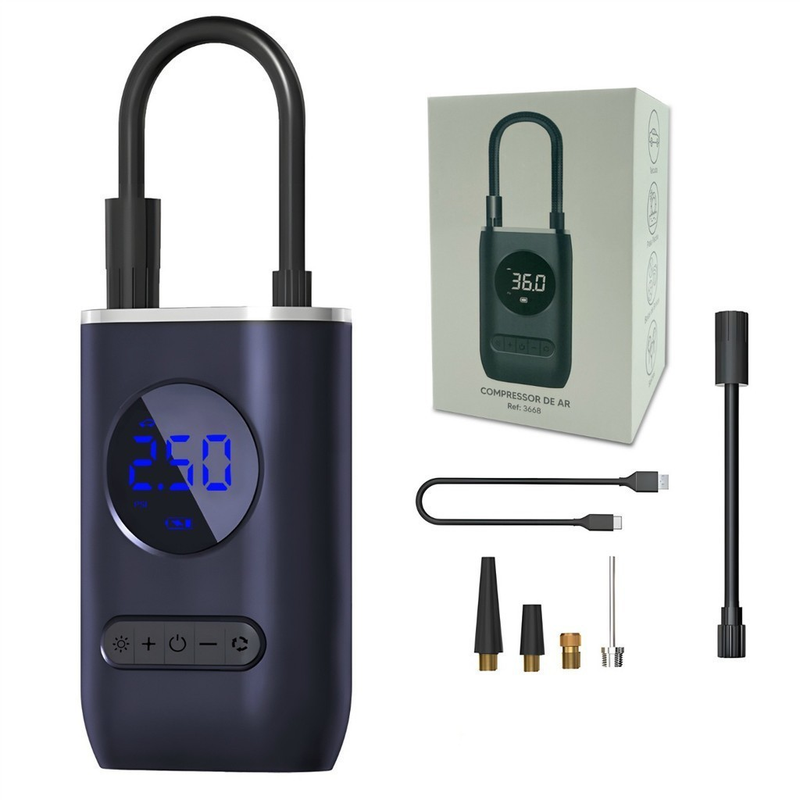 Compressor De Ar Elétrico Portátil Digital Ncher Pneu Carro Moto Bike Bicicleta Bola Piscina Inflável