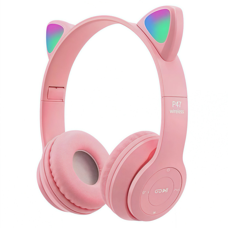 Fones de ouvido de gato com LED sem fio Bluetooth para gatinhos