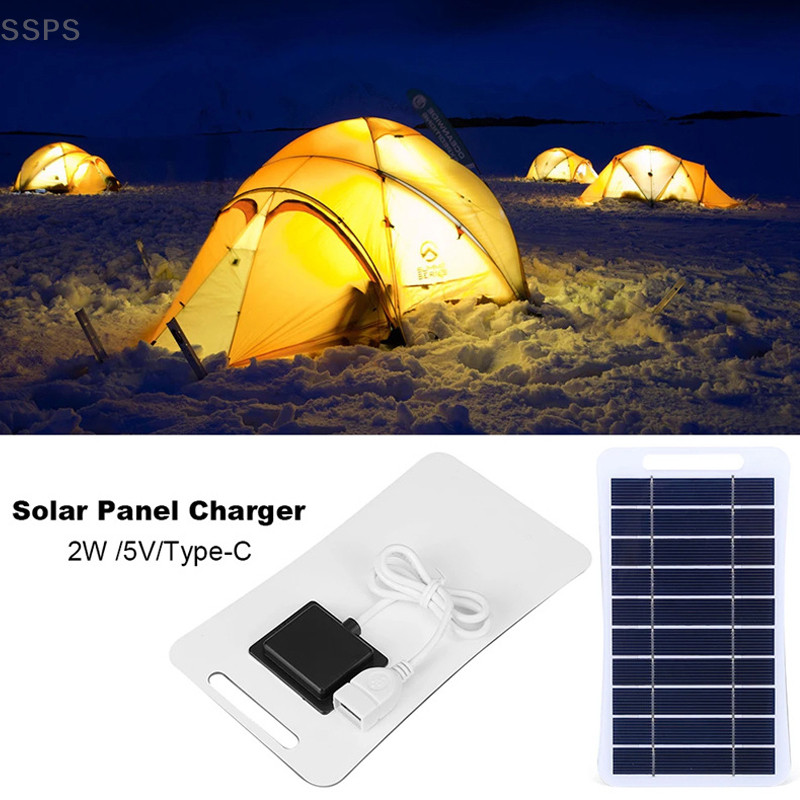 [SSPS] Painel Solar De 2W Com USB À Prova D'água Para Caminhadas Ao Ar Livre E Acampamento De Carregamento De Banco
