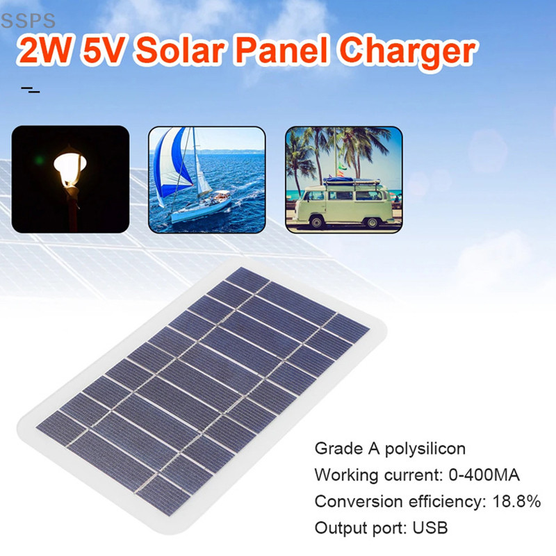 [SSPS] Painel Solar De 2W Com USB À Prova D'água Para Caminhadas Ao Ar Livre E Acampamento De Carregamento De Banco