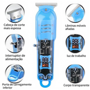 Cortador de Cabelo Profissional Sem Fio com Display LCD Inteligente e Barbeador Transparente para Homens