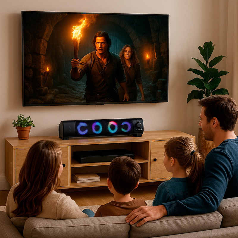 Caixa de Som SoundBar Pc Gamer Subwoofer P2 Led Rgb Pc Notebook Celular Tablet